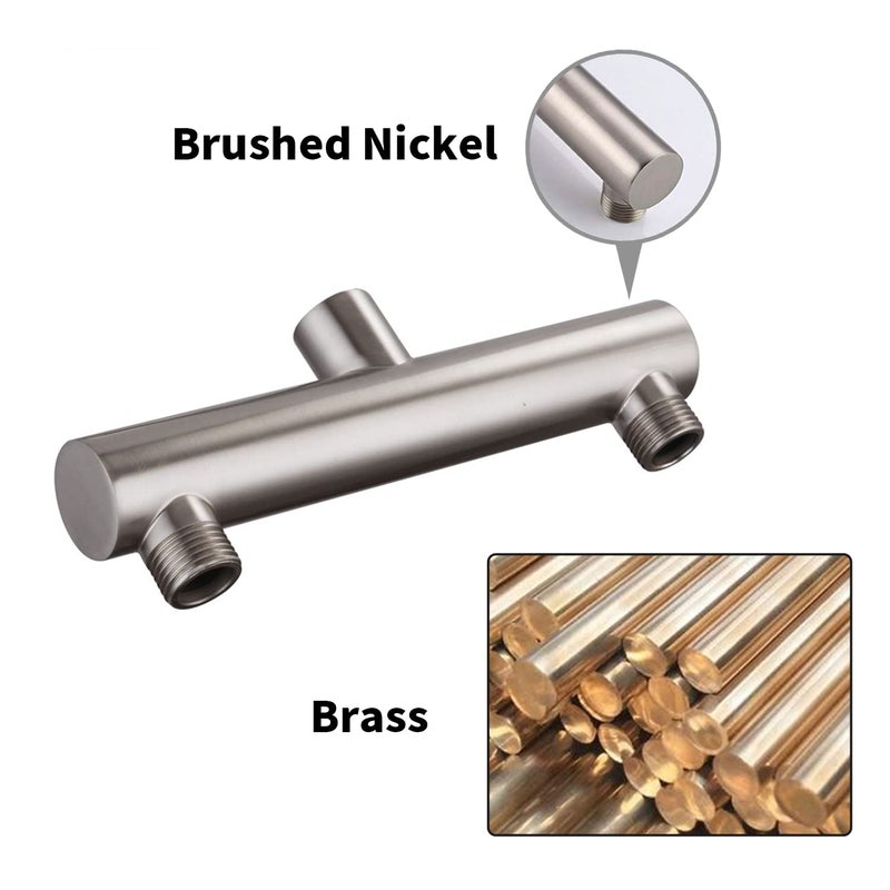 AZOS Double Outlet Shower Manifold Brushed Nickel, Suitable for Dual Sprayer Showering System, Can Connect Two Showerheads - Double Enjoyment - Image 5